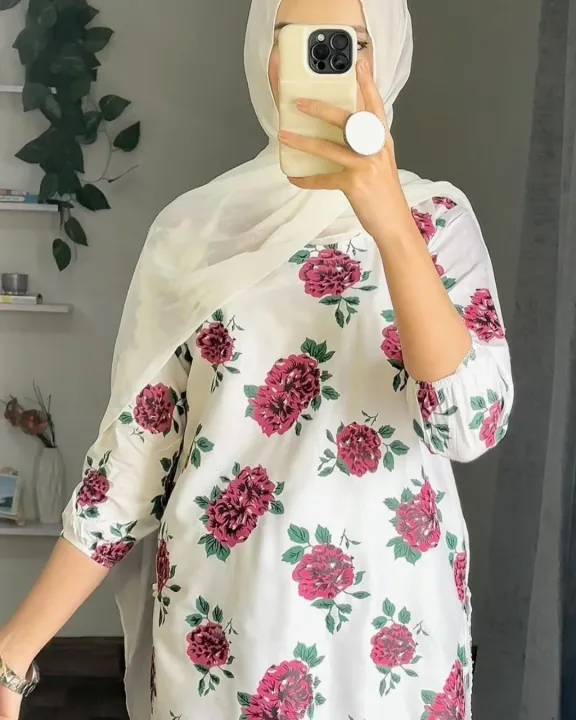 [sohailfreelancer.store] Stylish Collection Stitched Gulab print white 